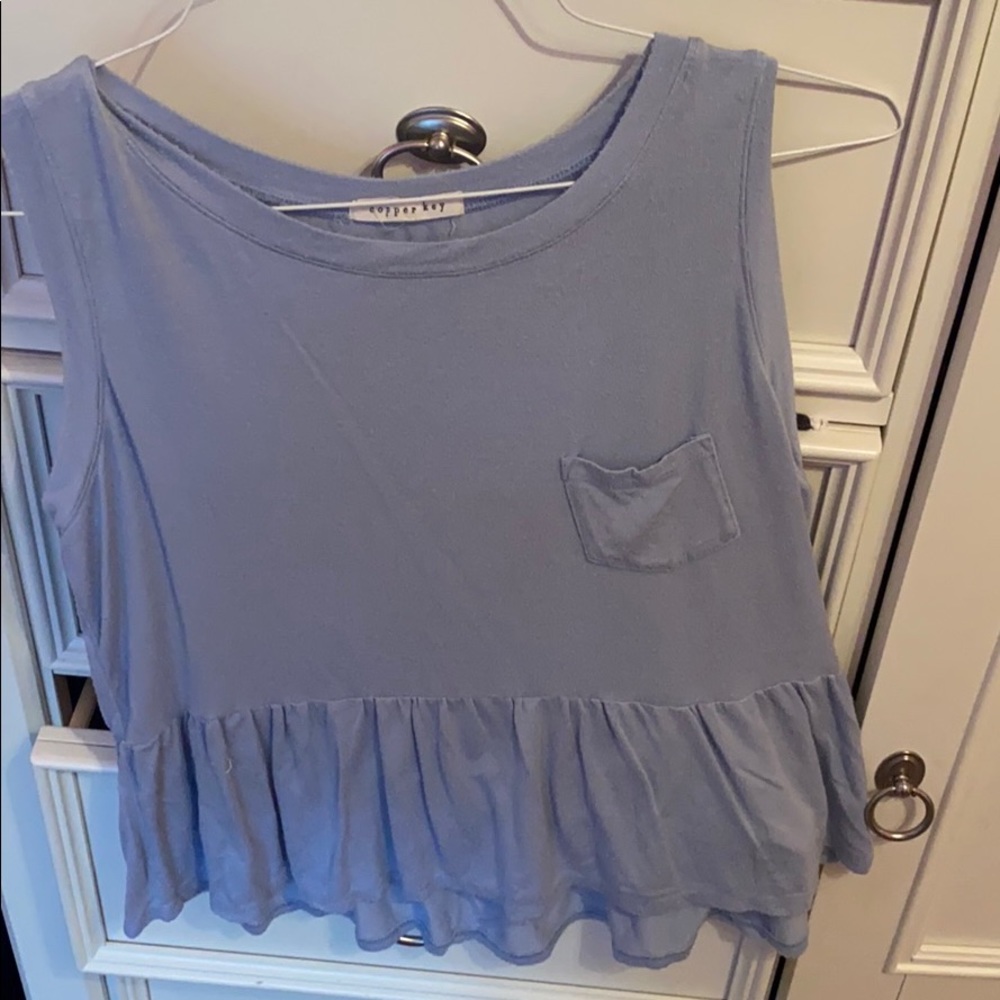 copper key tank with pocket and ruffles